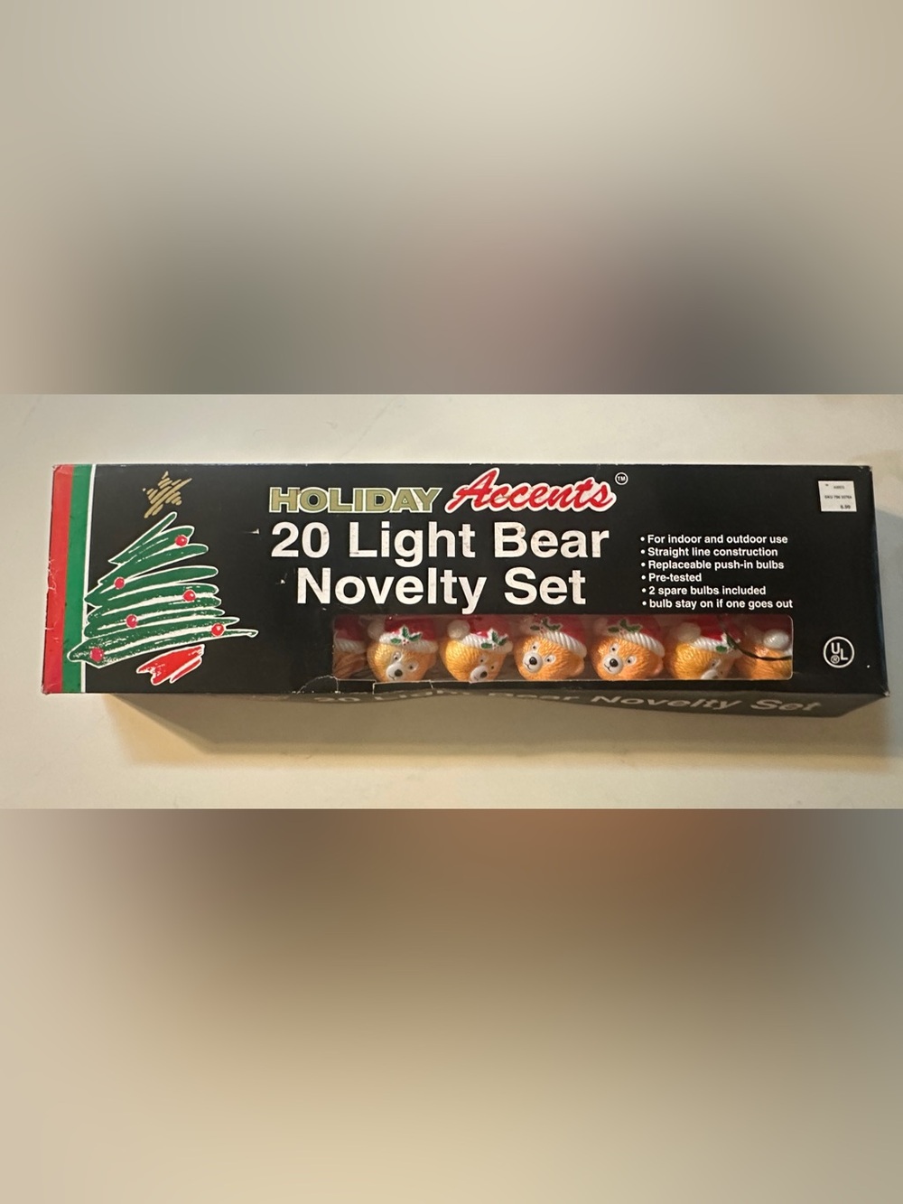 Vintage Holiday Accents 20 Light Bear Novelty Set in Box Plastic Blow-Mold